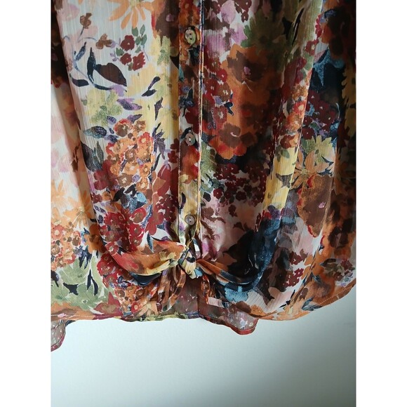 Fig and Flower Top Womens 2X  Lightweight Sheer Button Up Blouse - Picture 10 of 10